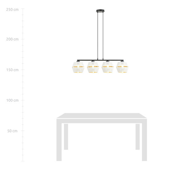 Emibig Emibig Zwarte pendellamp 4x E27 geperforeerd wit met gouden kappen metaal - Perfecte verlichting voor elke ruimte