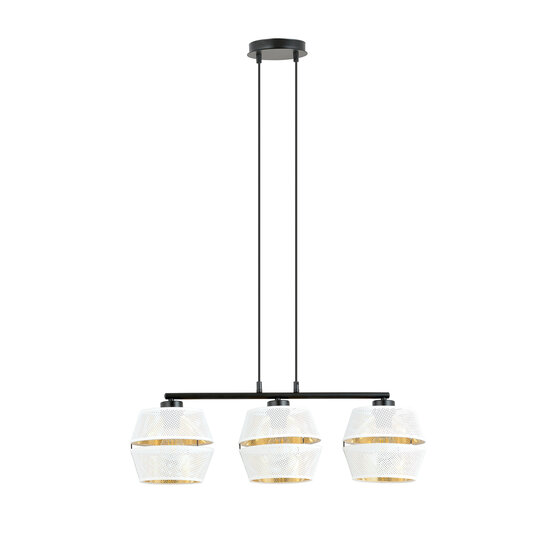 Emibig Emibig Zwarte hanglamp 3x E27 wit met gouden kappen met gaatjes metaal - Perfecte sfeerverlichting voor elk interieur