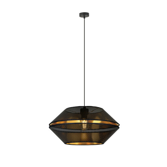 Emibig Emibig Lampe suspendue noire perforée accrocheuse avec lampe suspendue dorée E27 - Éclairage élégant pour tous les espaces