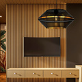 Emibig Emibig Lampe suspendue noire perforée accrocheuse avec lampe suspendue dorée E27 - Éclairage élégant pour tous les espaces