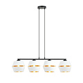 Emibig Emibig Suspension noire 4x E27 blanche avec capuchons dorés en métal - Parfaite pour les intérieurs modernes