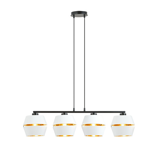 Emibig Emibig Schwarzer Anhänger 4x E27 weiß mit goldenen Metallkappen - Perfekt für moderne Innenräume