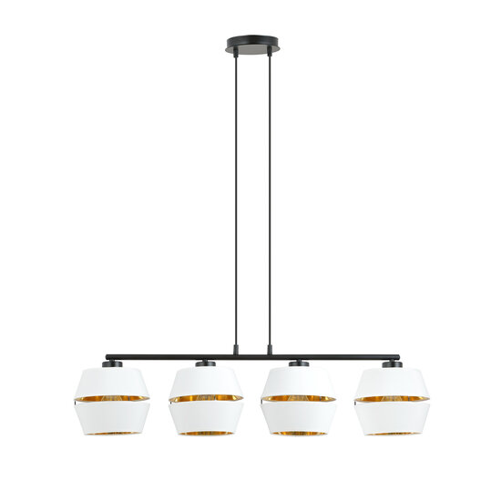 Emibig Emibig Schwarzer Anhänger 4x E27 weiß mit goldenen Metallkappen - Perfekt für moderne Innenräume