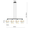 Emibig Emibig Lámpara colgante negra 4x E27 blanca con tapas doradas de metal - Perfecta para interiores modernos