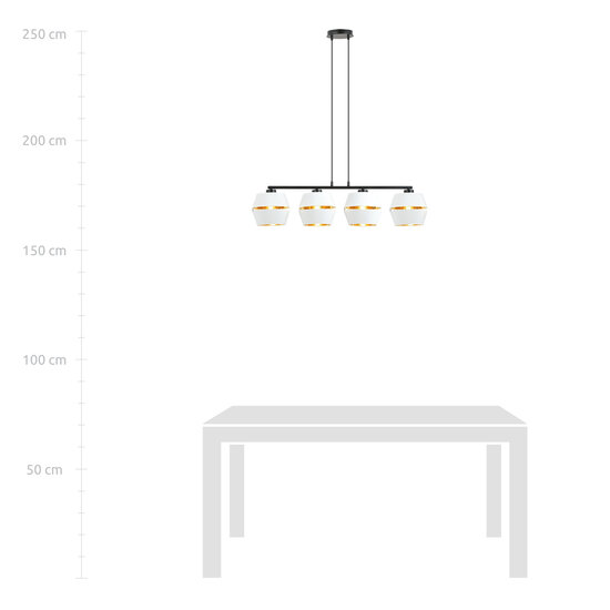 Emibig Emibig Zwarte pendel 4x E27 wit met gouden kappen metaal - Perfect voor moderne interieurs