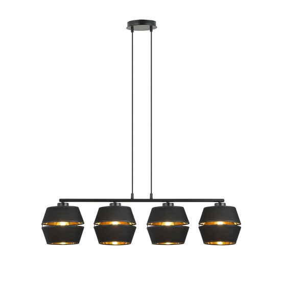 Emibig Emibig Volledig zwarte pendel 4x E27 met gouden binnenkant - Perfect voor een stijlvolle inrichting