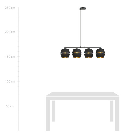 Emibig Emibig Completely black pendant 4x E27 with gold interior - Perfect for stylish decor