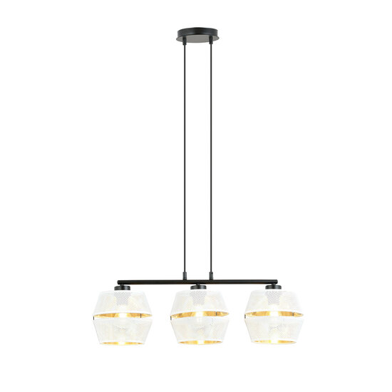 Emibig Emibig Zwarte pendel 3x E27 wit met gouden kappen metaal - Perfect voor sfeervolle verlichting
