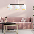 Emibig Emibig Suspension noire 3x E27 blanche avec capuchons dorés en métal - Idéale pour un éclairage élégant