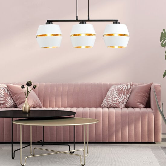 Emibig Emibig Black pendant 3x E27 white with gold caps metal - Ideal for stylish lighting