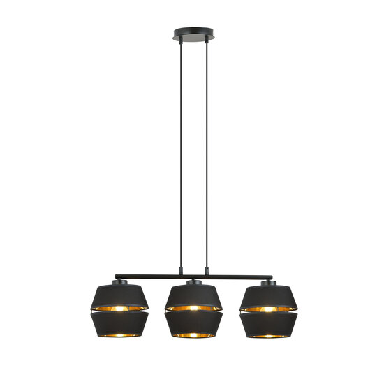 Emibig Emibig Pantalla completamente negra 3x E27 con interior dorado - Perfecta para una atmósfera elegante