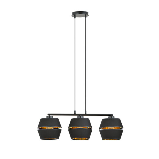 Emibig Emibig Suspension entièrement noire 3x E27 avec intérieur doré - Parfaite pour une ambiance élégante