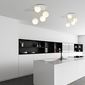 Emibig Emibig Elegante 4x E14 blanca con iluminación de techo de latón y bombillas de vidrio blanco - Perfecta para una atmósfera elegante