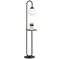 Emibig Emibig Zwarte staande lamp en bijzettafel met melkwit glazen bol - Perfect voor een sfeervolle inrichting