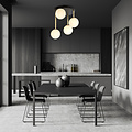 Emibig Emibig Lámpara de techo negra moderna 4x E14 vidrio esmerilado y pantallas de latón - Ideal para un interior elegante