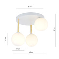 Emibig Emibig Elegante witte met messing plafondverlichting 3x E14 met witglas bollen - Perfect voor een sfeervolle ambiance