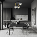 Emibig Emibig Lámpara de techo negra y latón con bolas de vidrio ahumado 3x E14 - Iluminación elegante para cualquier interior