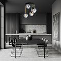 Emibig Emibig Plafonnier 4x E14 noir et laiton avec boules en verre fumé - Éclairage parfait pour chaque espace