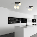 Emibig Emibig Lámpara de techo moderna 3x E14 vidrio esmerilado negro y pantallas de latón - Iluminación ideal para interiores modernos