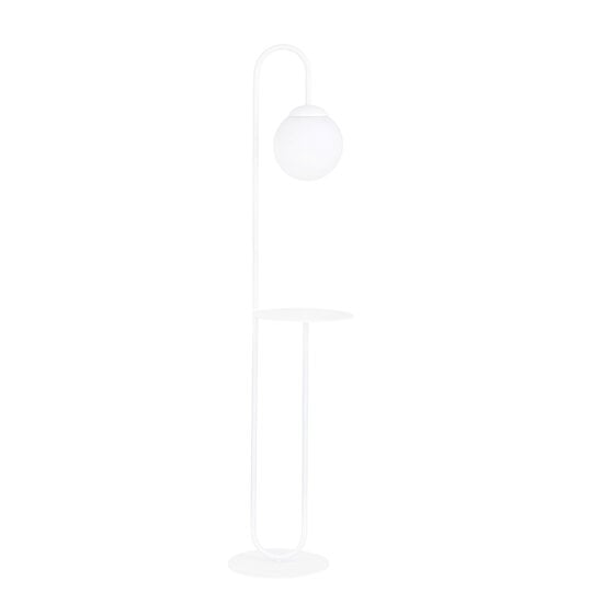 Emibig Emibig Lampe debout blanche et table d'appoint avec boule en verre blanc laiteux - Parfaite pour créer une atmosphère scandinave chez vous