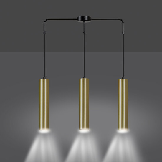 Emibig Emibig Porvoo larga 3L lámpara colgante negra y dorada tubos largos 3x GU10 - Ideal para una iluminación elegante en cualquier espacio