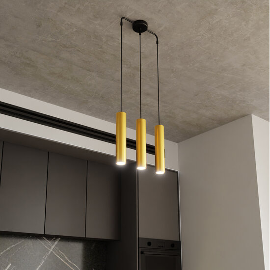 Emibig Emibig Porvoo long 3L schwarz-goldene Hängelampe mit langen Röhren 3x GU10 - Ideal für stilvolle Beleuchtung in jedem Raum