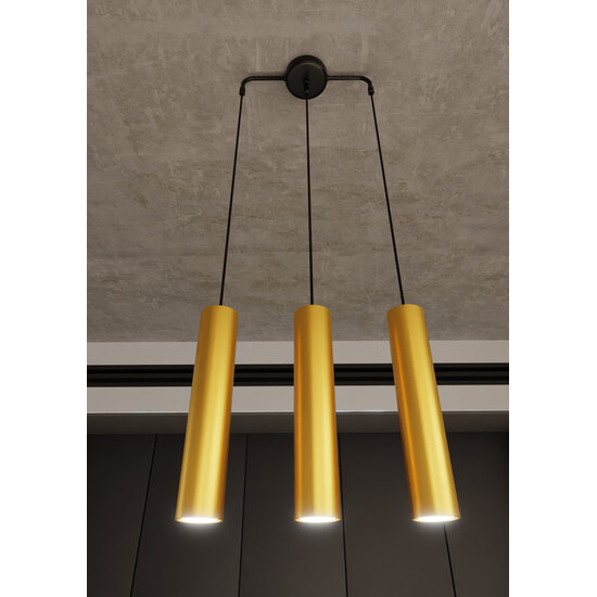 Emibig Emibig Porvoo long 3L schwarz-goldene Hängelampe mit langen Röhren 3x GU10 - Ideal für stilvolle Beleuchtung in jedem Raum