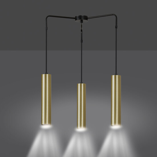 Emibig Emibig Porvoo compact 3L black and gold hanging lamp long tubes 3x GU10 - Ideal lighting for modern interiors