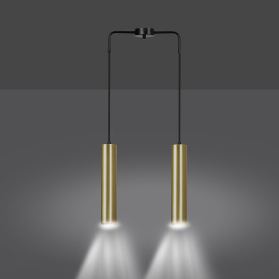 Emibig Emibig Porvoo 2L black and gold hanging lamp long tubes 2x GU10 - Stylish lighting for any space