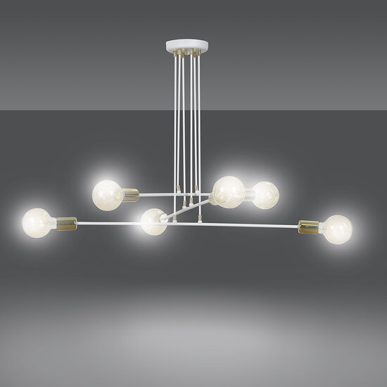 Emibig Emibig Kotka blanca con latón 6L E27 G95 lámpara colgante - Diseño escandinavo para cualquier espacio