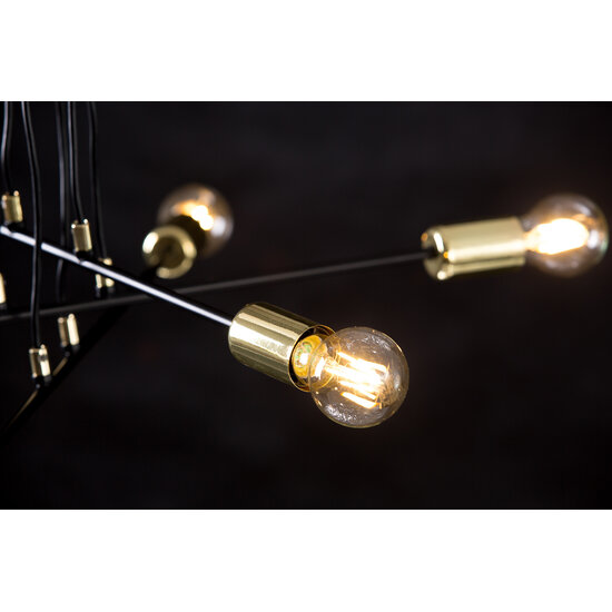 Emibig Emibig Kotka 4L E27 G95 hanglamp zwart met messing - Perfect voor moderne interieurs