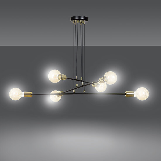 Emibig Emibig Kotka 6L E27 G95 lampe suspendue noire avec laiton - Éclairage élégant pour tous les intérieurs