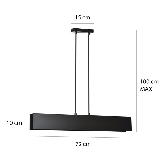 Emibig Emibig Vaasa 3L schwarze Hängeleuchte Balken 3x E27 - Ideal für eine gemütliche Atmosphäre