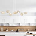 Emibig Emibig Lejre witte slanke design hanglamp met 8 amber glazen bollen E14 - Perfecte verlichting voor elke ruimte