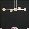 Emibig Emibig Lejre beautiful white 6 lamps E14 medium hanging lamp with 6 amber-colored bulbs - Create a warm atmosphere in your home