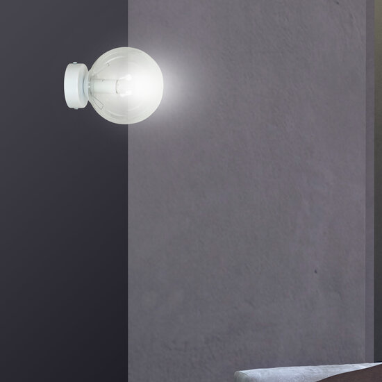Emibig Emibig Lámpara de pared blanca Stevns en vidrio transparente 1x E14 - Ideal para interiores modernos
