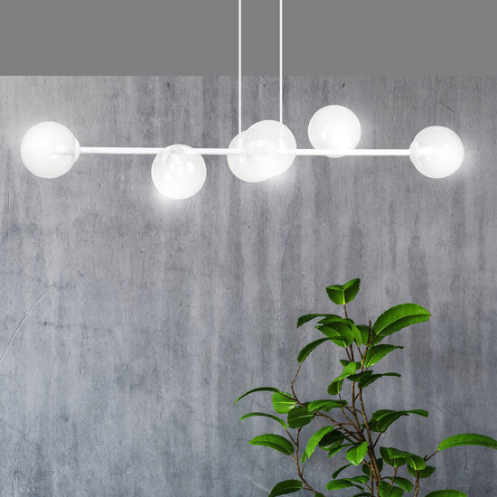Emibig Emibig Herlev white 6 lamps E14 medium hanging lamp with 6 glass balls - Ideal for stylish lighting in your home