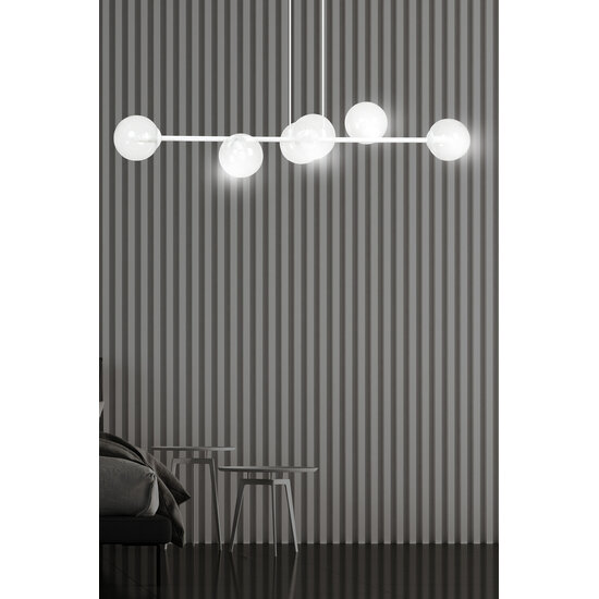 Emibig Emibig Lámpara colgante blanca Herlev 6 lámparas E14 con 6 bolas de vidrio - Ideal para una iluminación elegante en su hogar