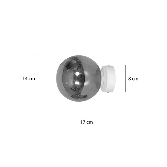 Emibig Emibig Stevns witte wandlamp bol in gefumeerd glas 1x E14 - Perfecte verlichting voor elke ruimte