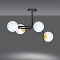 Emibig Emibig Tampere gran lámpara de techo negra y dorada con brazos curvados y 4x E14 en una bombilla blanca - Iluminación ideal para interiores modernos