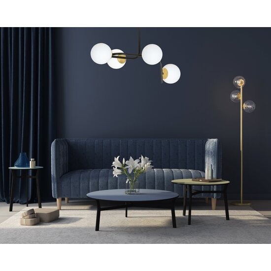 Emibig Emibig Tampere large black and gold ceiling lamp with curved arms and 4x E14 in a white bulb - Ideal lighting for modern interiors
