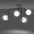 Emibig Emibig Tampere speciale zwarte en gouden plafondlamp met gebogen armen en 4x E14 in een witte bol - Perfecte verlichting voor elke ruimte