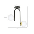 Emibig Emibig Tampere curved black and gold ceiling lamp with 2 glass white bulbs E14 - Ideal lighting for any space