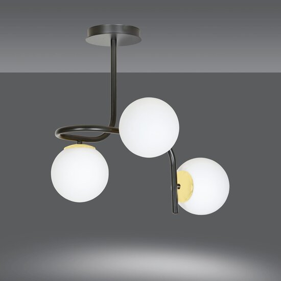 Emibig Emibig Iluminación de techo Tampere negro y dorado con 3 bombillas blancas para E14 - Iluminación perfecta para cualquier habitación
