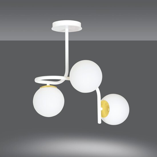 Emibig Emibig Éclairage plafond Espoo blanc et or avec 3 ampoules blanches pour E14 - Créez une ambiance chaleureuse chez vous