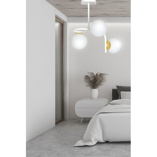 Emibig Emibig Éclairage plafond Espoo blanc et or avec 3 ampoules blanches pour E14 - Créez une ambiance chaleureuse chez vous