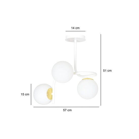 Emibig Emibig Espoo ceiling lighting white and gold with 3 white bulbs for E14 - Create a cozy atmosphere in your home