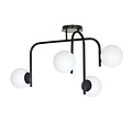Emibig Emibig Helsingfors speciale zwarte plafondlamp met gebogen armen en 4x E14 in een witte bol - Perfecte verlichting voor elke ruimte