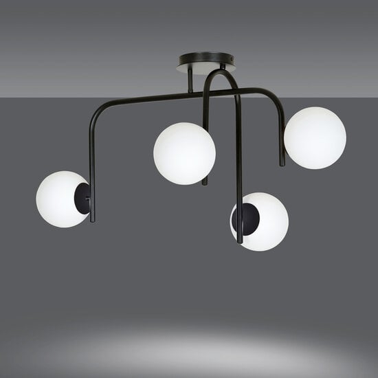Emibig Emibig lámpara de techo negra especial Helsingfors con brazos curvados y 4x E14 en una bombilla blanca - Iluminación ideal para interiores modernos