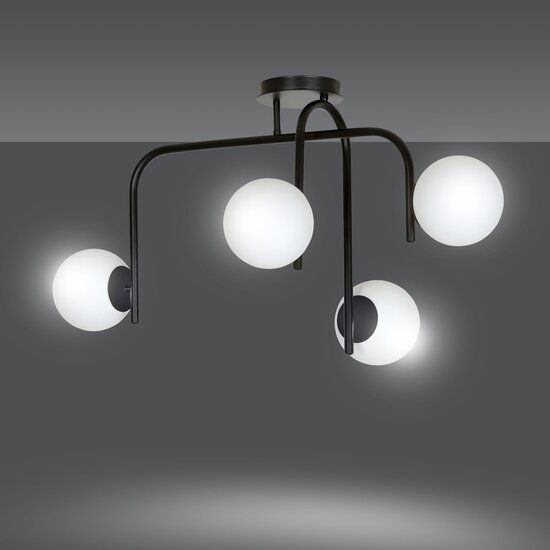 Emibig Emibig lámpara de techo negra especial Helsingfors con brazos curvados y 4x E14 en una bombilla blanca - Iluminación ideal para interiores modernos